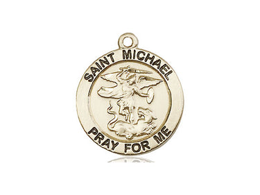 14kt solid gold St. Michael the Archangel patron saint medal pendant 3/4 inch by Bliss Manufacturing