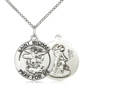 Sterling silver St. Michael the Archangel patron saint medal necklace with 18 inch chain by Bliss