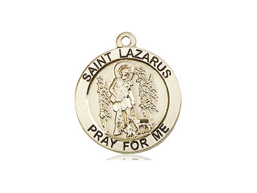 14kt Solid Gold St. Lazarus Patron Saint Medal Pendant 3/4x3/4 inches handcrafted by Bliss