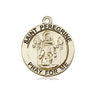 14kt solid gold St. Peregrine patron saint square medal pendant, 3/4 inch by 3/4 inch, handcrafted by Bliss