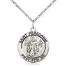 Sterling Silver St. Peregrine Square Patron Saint Medal Necklace 3/4 inch on 18 inch Chain by Bliss Manufacturing USA
