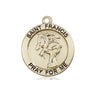 14kt solid gold St. Francis patron saint medal pendant, 3/4 x 3/4 inches square, handcrafted in USA by Bliss Manufacturing