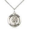 Sterling silver St. Francis patron saint medal necklace with 18 inch curb chain, handcrafted in USA by Bliss Manufacturing