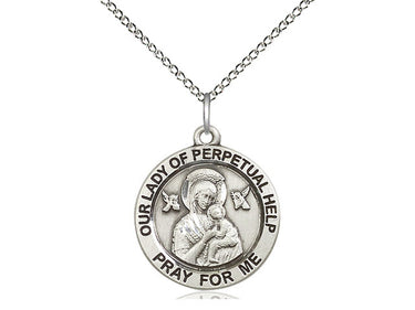 Sterling Silver Our Lady of Perpetual Help Medal Necklace with 18 inch Chain Handcrafted by Bliss