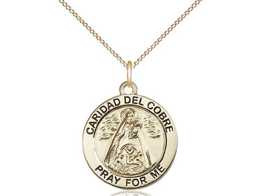 14kt Gold Filled Caridad del Cobre Medal Necklace 7/8 inch by 3/4 inch with 18 inch Chain by Bliss