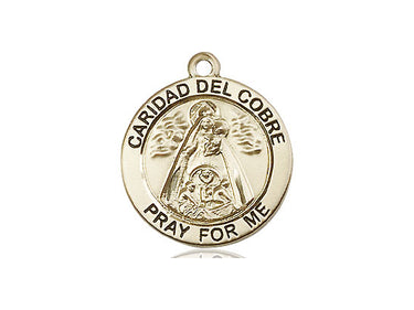 14kt solid gold Caridad del Cobre medal pendant 3/4 inch handcrafted by Bliss Manufacturing USA