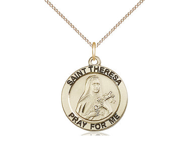 14kt Gold Filled St. Theresa Patron Saint Medal Necklace with 18 inch Chain by Bliss Manufacturing