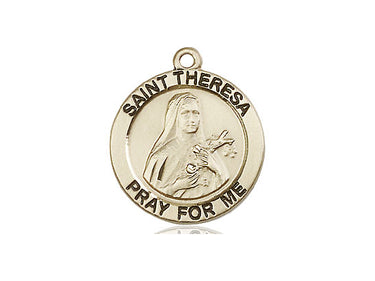 14kt solid gold St. Theresa patron saint medal pendant 3/4 inch handcrafted by Bliss