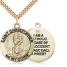 14kt Gold Filled St. Christopher Medal Necklace 1 inch by 7/8 inch pendant on 24 inch chain by Bliss Manufacturing