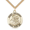 14kt Gold Filled St. Anthony Patron Saint Medal Necklace 1x7/8 inch with 24 inch Curb Chain by Bliss