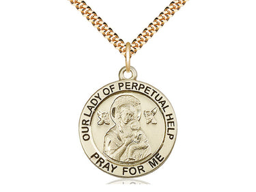 14kt Gold Filled Our Lady of Perpetual Help Medal Necklace 1x7/8 inch pendant on 24 inch chain by Bliss
