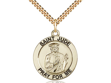 Gold Filled St. Jude Patron Saint Medal Necklace 1 inch by 7/8 inch on 24 inch chain by Bliss Manufacturing