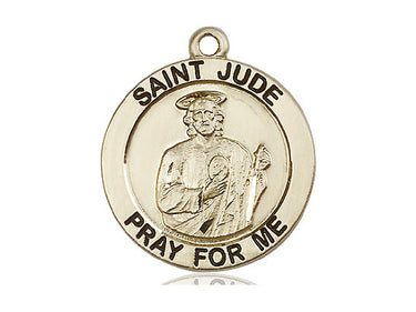 14kt solid gold St. Jude patron saint medal pendant 1 inch by 7/8 inch handcrafted by Bliss