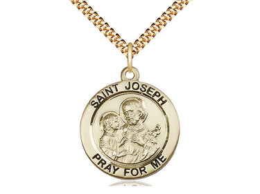 14kt Gold Filled St. Joseph Patron Saint Medal Necklace with 24 inch chain by Bliss Manufacturing USA