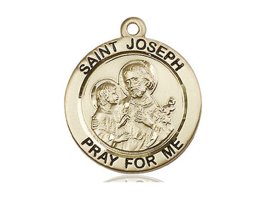 14kt Solid Gold St. Joseph Patron Saint Medal Pendant 1 x 7/8 inch by Bliss Manufacturing