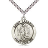 Sterling Silver St. Lazarus Patron Saint Medal Necklace 1 x 7/8 inch on 24 inch Curb Chain by Bliss