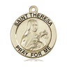 14kt solid gold St. Theresa patron saint medal pendant 1 inch x 7/8 inch handcrafted by Bliss