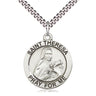 Sterling silver St. Theresa patron saint medal necklace 1 inch x 7/8 inch pendant 24 inch curb chain by Bliss