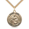 14kt Gold Filled St. Ann patron saint medal necklace 1 inch by 7/8 inch pendant on 24 inch curb chain handmade by Bliss Manufacturing