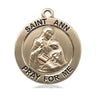 14kt Solid Gold St. Ann Patron Saint Medal Pendant 1 inch x 7/8 inch by Bliss Manufacturing