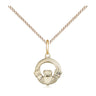 14kt Gold Filled Claddagh pendant necklace 3/8 x 3/8 inch with 18 inch chain by Bliss Manufacturing