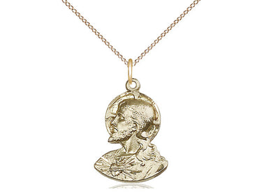 14kt Gold Filled Head of Christ Catholic pendant necklace 3/4 inch by 1/2 inch on 18 inch chain by Bliss