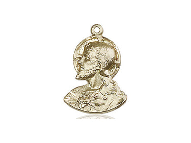 14kt solid gold Head of Christ medal pendant, 3/4 x 1/2 inches, handcrafted in USA by Bliss Manufacturing