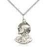 Sterling silver medium Head of Christ necklace 3/4 x 1/2 pendant on 18 inch chain handcrafted by Bliss Manufacturing USA