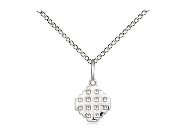 Small Sterling Silver Jerusalem Cross Necklace with 3/8 x 1/4 inch pendant on 18 inch chain by Bliss