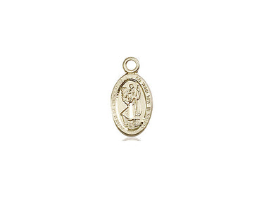 14kt Solid Gold Small St. Christopher Patron Saint Medal Pendant 1/2 x 1/4 inch by Bliss Manufacturing