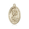 14kt solid gold medium St. Christopher patron saint medal pendant 7/8 x 1/2 inch handmade by Bliss