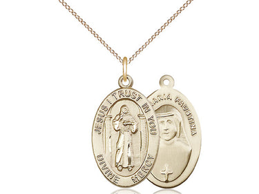 14kt Gold Filled Divine Mercy Medal Necklace 7/8 x 1/2 Medium Pendant with 18 inch Chain by Bliss