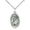 Sterling Silver Engraved St Christopher Patron Saint Medal Necklace 7/8 x 1/2 inch 18 inch Chain Bliss