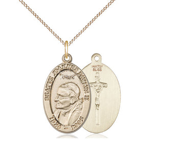 Gold Filled St. John Paul II Patron Saint Medal Necklace 7/8 x 1/2 inch with 18 inch chain by Bliss