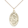 14kt Gold Filled St. Michael the Archangel medal necklace 7/8x1/2 inch pendant with 18 inch chain by Bliss