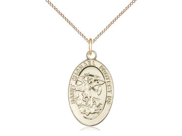 14kt Gold Filled St. Michael the Archangel medal necklace 7/8x1/2 inch pendant with 18 inch chain by Bliss