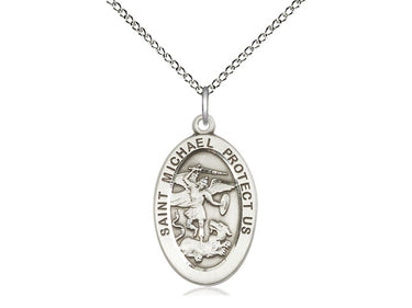 Sterling Silver St. Michael the Archangel medal necklace 7/8x1/2 inch pendant with 18 inch chain by Bliss