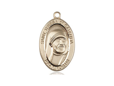 14kt Solid Gold Blessed Teresa of Calcutta medal pendant 7/8 x 1/2 handcrafted by Bliss Manufacturing