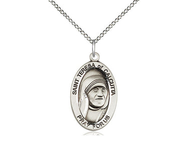 Sterling Silver Blessed Teresa of Calcutta Medal Necklace 7/8 x 1/2 inches with 18 inch chain by Bliss