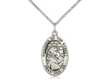 Sterling Silver Madonna of the Street Pendant Necklace 7/8 x 1/2 inches on 18 inch chain by Bliss