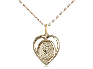 14kt Gold Filled Small St Christopher Patron Saint Medal Necklace 5/8 x 1/2 inch 18 inch Chain by Bliss