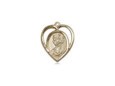 14kt Solid Gold Small St Christopher Patron Saint Medal Pendant 5/8 x 1/2 inch Handcrafted by Bliss