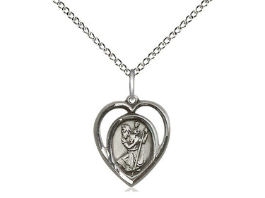 Sterling Silver Small St Christopher Patron Saint Medal Necklace 5/8 x 1/2 inch 18 inch Chain by Bliss
