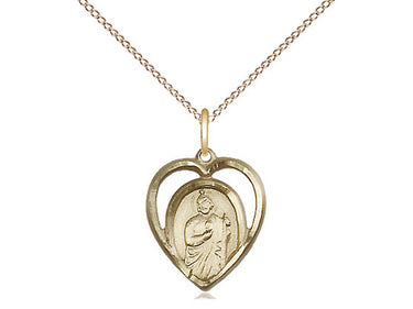 14kt Gold Filled Small St. Jude Patron Saint Medal Necklace 5/8 inch by 1/2 inch on 18 inch chain by Bliss