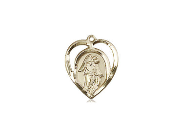 14kt Solid Gold Small Guardian Angel Medal 5/8x1/2 pendant by Bliss Manufacturing USA