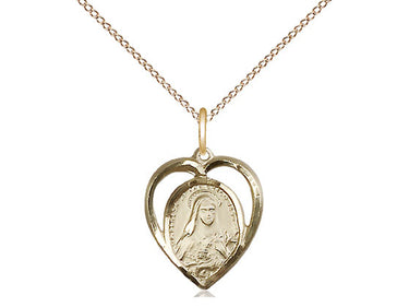 14kt Gold Filled Small St. Theresa Patron Saint Medal Necklace 5/8 x 1/2 inch with 18 inch Curb Chain by Bliss