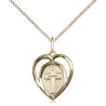 Small 14kt Gold Filled Heart Cross Necklace with 5/8 x 1/2 inch pendant on 18 inch chain by Bliss