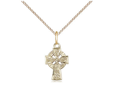 14kt Gold Filled Small Celtic Cross Necklace 1/2 x 3/8 inches on 18 inch chain by Bliss Manufacturing