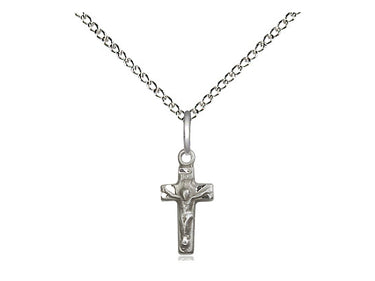 Sterling Silver small crucifix necklace half inch pendant 18 inch chain by Bliss