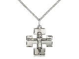 Sterling Silver Medium Catholic Crucifix Necklace 3/4 x 5/8 inch pendant with 18 inch curb chain by Bliss